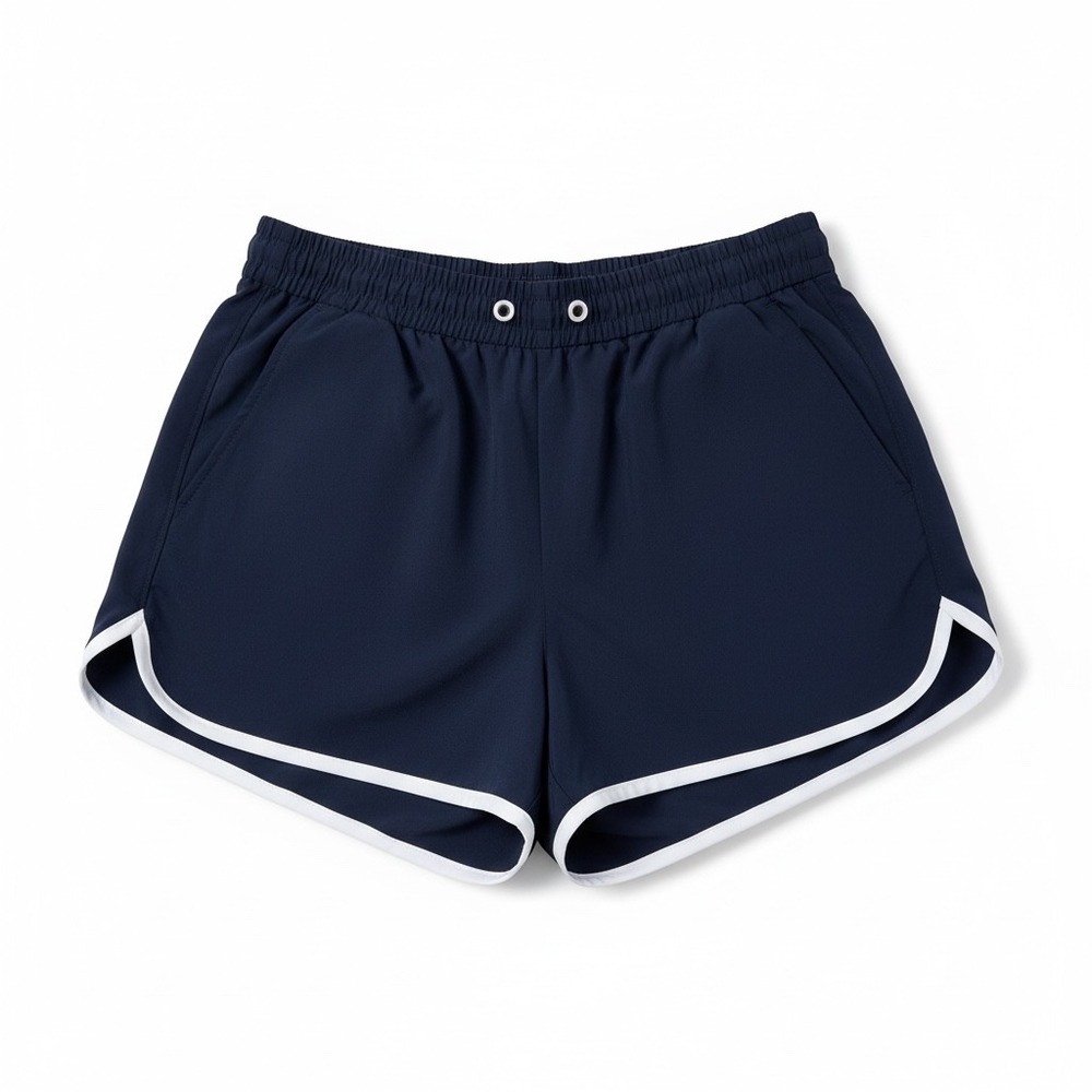 Lou & Grey Navy Blue Athletic Dolphin Shorts White Trim Drawstring Waist Size M‎